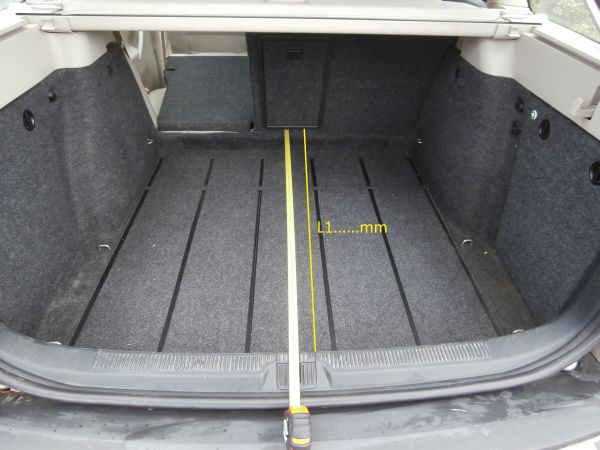 Změřte délku L1 zavazadlového prostoru vašeho automobilu.